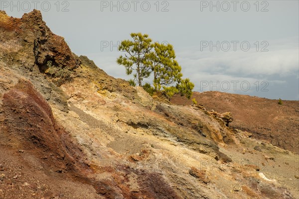 Landscape with red lava rocks at the volcano Martin