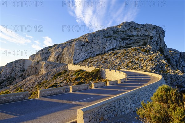 Mountain road at Cap Formentor in the morning light