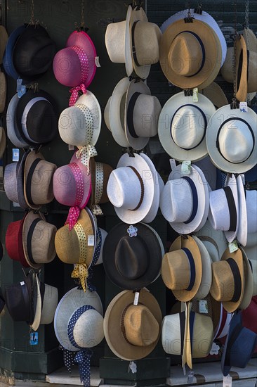 Hats at a sales stand