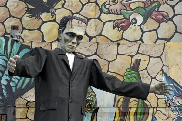Horror figure of the monster by Dr. Frankenstein on a ghost train at the Wiesn