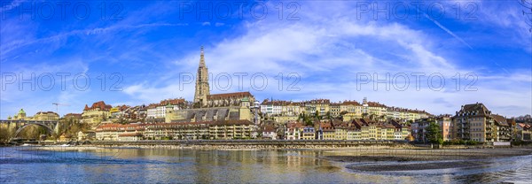 View of the old town with the Bernese Minster and the river Aare