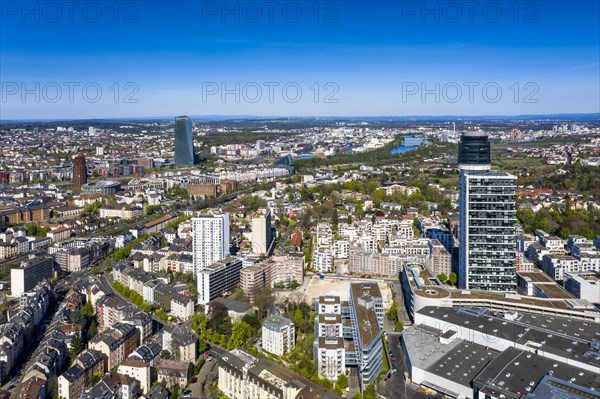 Aerial view, Frankfurt skyline