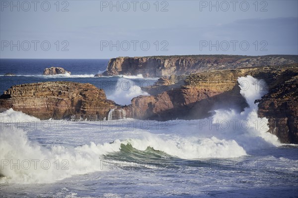 Surf on rocky coast