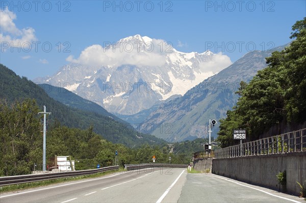 River Dora Baltea and Mont Blanc