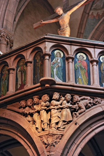 Stone relief of the Damned on the rood screen
