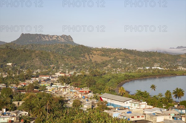 View of the outskirts of Baracoa and the El Yunque mountain