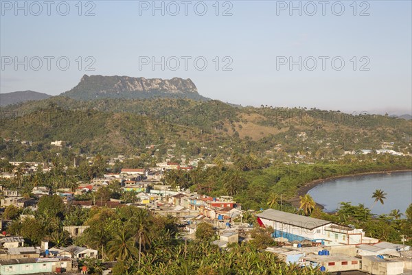 View of the outskirts of Baracoa and the El Yunque mountain
