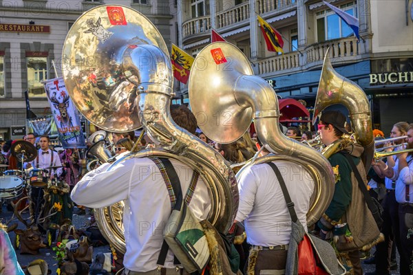 Guggen musicians play music in the Old Town