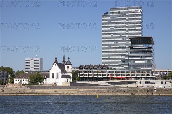 Church Alt St. Heribert and office building on Rheinboulevard