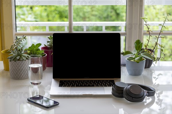 Home office with laptop