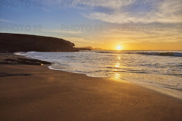 Beach Playa de la Pared at sunset