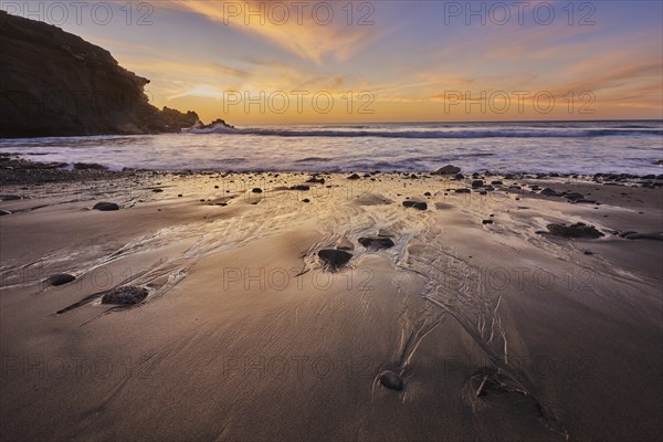 Beach Playa de la Pared at sunset