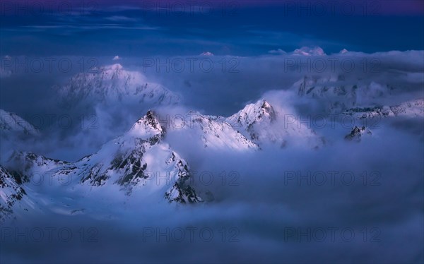 Majestc Caucasus mountains looking from mt. Elbrus. Caucasus mountains region