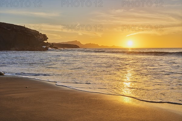 Beach Playa de la Pared at sunset