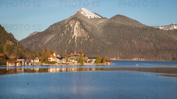 Walchensee with village Walchensee