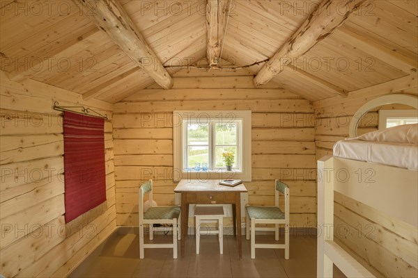 Interior view Norwegian log cabin