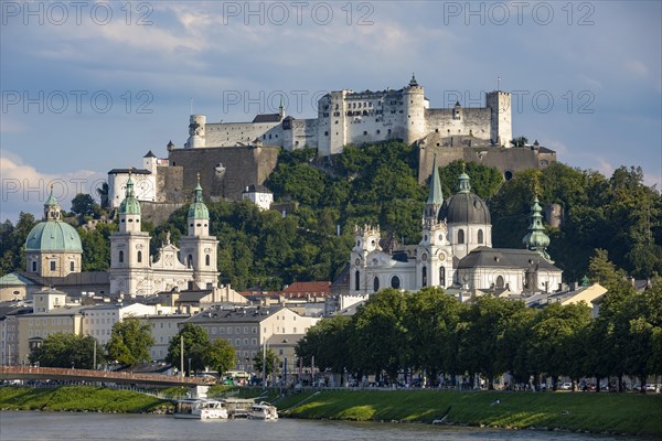 View over the Salzach to the old town and Hohensalzburg Castle