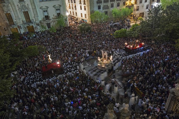 The Two encounter procession from the balcony of the Cathedral of Jaen