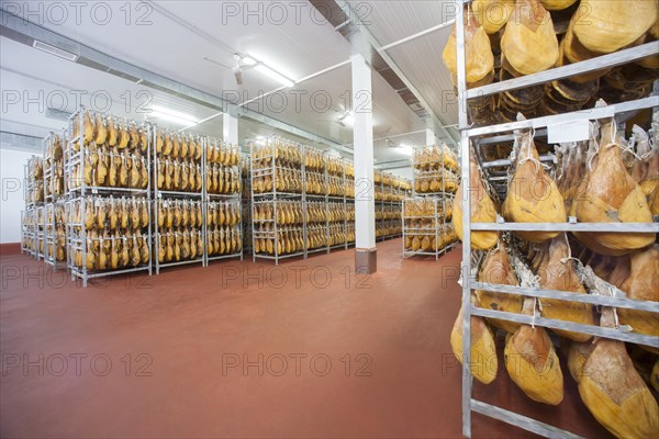 Storage room with raw ham