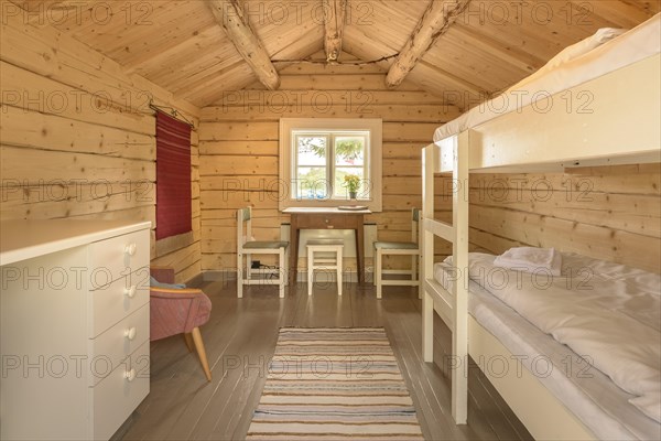 Interior view Norwegian log cabin