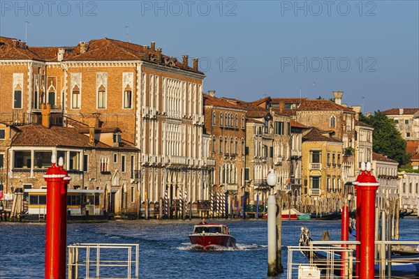 Historical house facades on the Canale Grande in the morning light