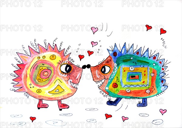 Two hedgehogs in love