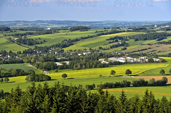 View from the Scheibenberg to the town of Schlettau in the middle Erzgebirge