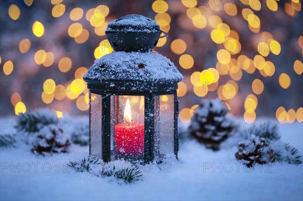 Lantern with Christmas decoration