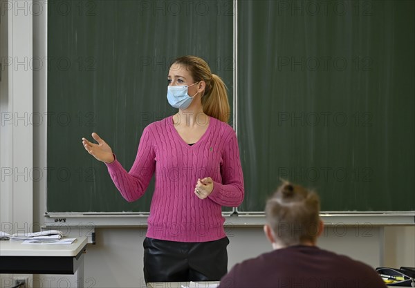 Teacher with face mask