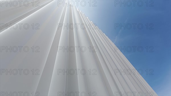 Modern white facade of corrugated acrylic glass