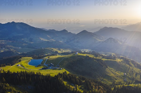 Sudelfeld with the Walleralm reservoir and Sudelfeldkopf