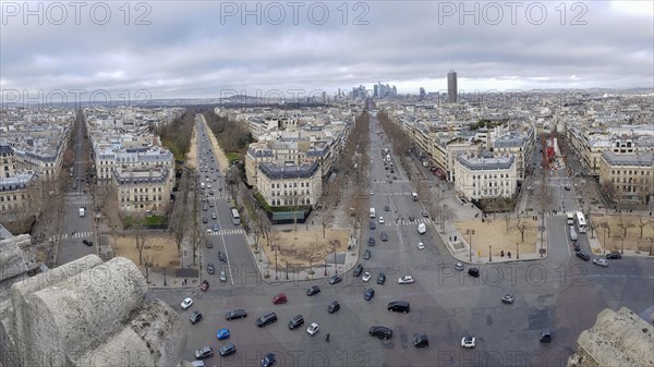 Panoramic view with streets from Arc de Triomphe de l'Etoile