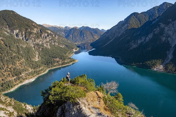 Hiker looks into the distance