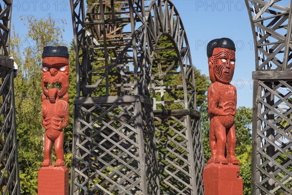 Maori wooden figures in Government Garden