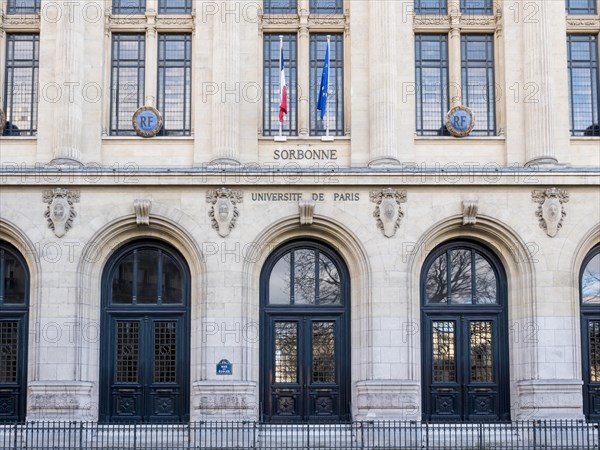 Facade and entrance to the Sorbonne University building