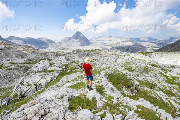 Hiker looks into the distance