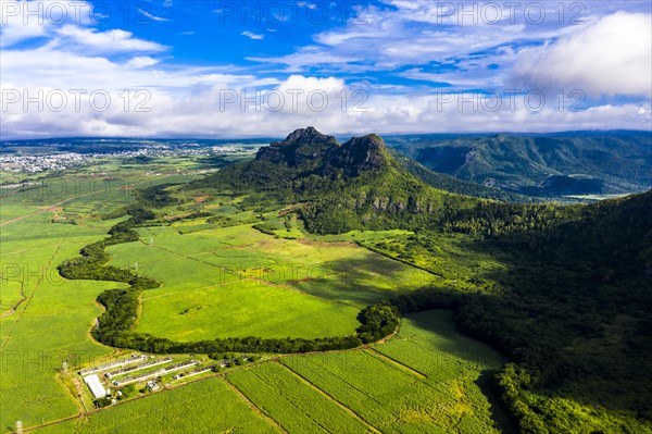 Aerial view of Mont du Rempart with Trois Mamelles