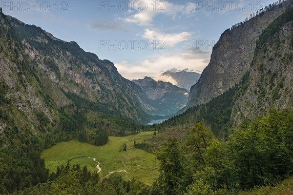 View of the Obersee and Koenigssee from the Roethsteig