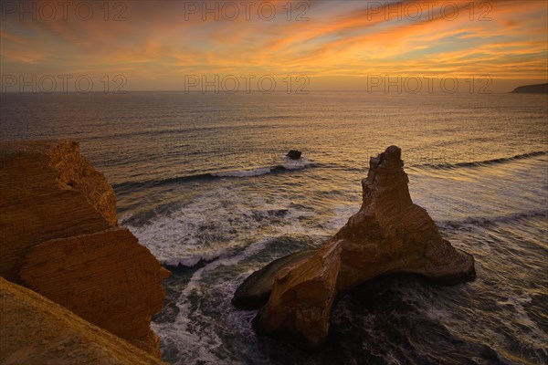 Evening mood over the rock Catedral at Playa Supay