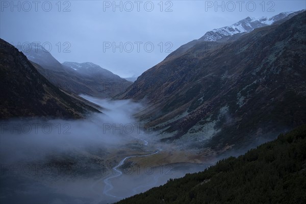 Fog bank hovers over the valley floor