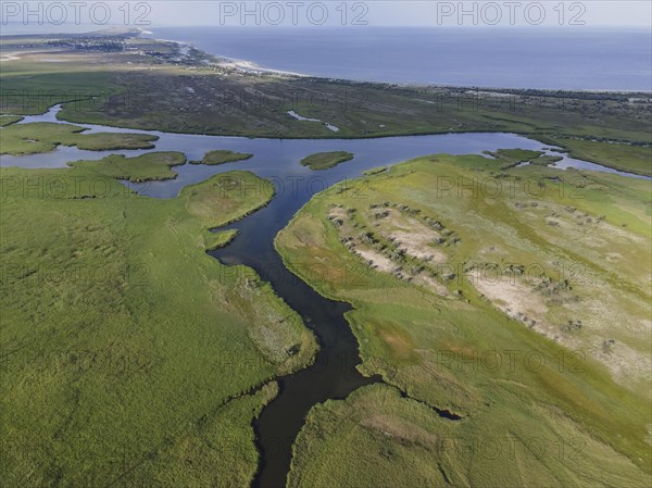 Aerial view on the Danube Biosphere Reserve in Danuble delta