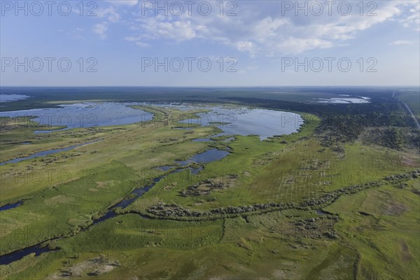 Aerial view on the Danube Biosphere Reserve in Danuble delta