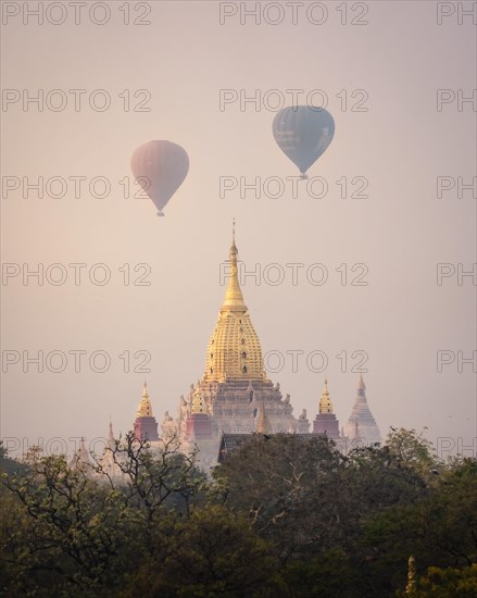Ananda Temple with two colorful balloons