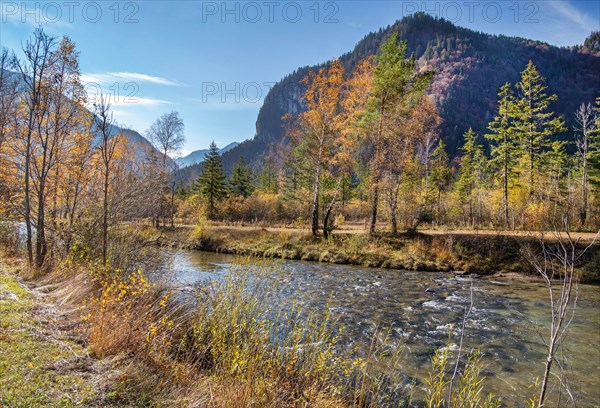Autumn landscape at the Ammer