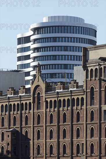 Historic warehouse building and modern office tower