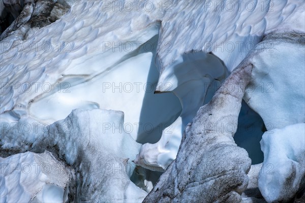 Furrowed glacier ice