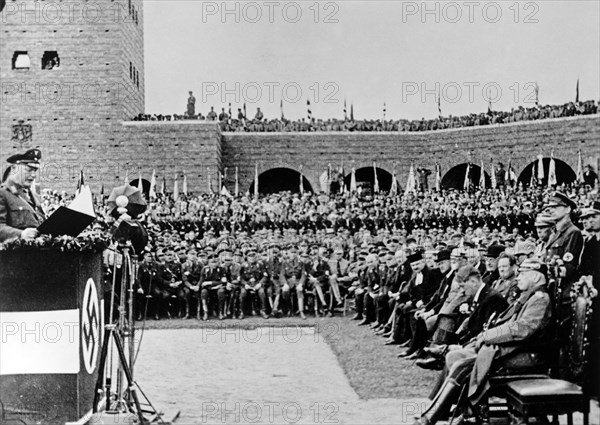 Commemoration of the Battle of Tannenberg with Adolf Hitler and Paul von Hindenburg on the right