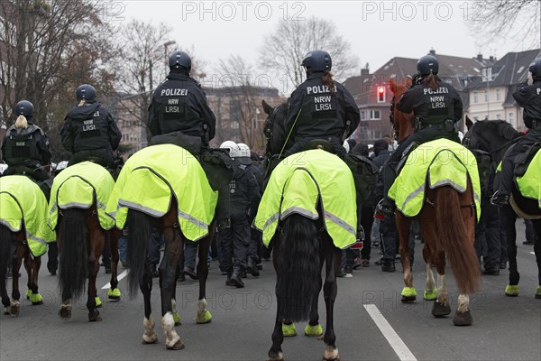 Rider squad of the police at the demonstration against Corona measures on Dec. 6