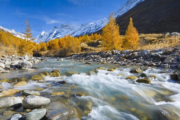 River Lonza with Aletschhorn and Schinhorn