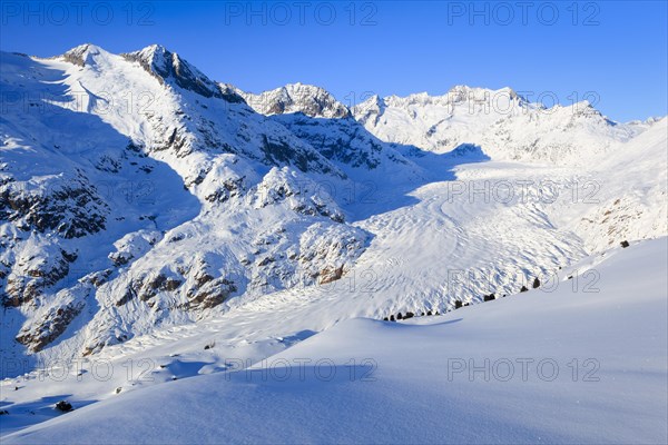 Wannenhoerner and Aletsch glacier in winter